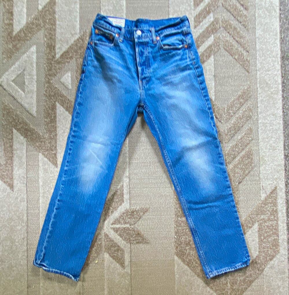 GAP Women's High Rise Straight Jeans Medium Wash Blue Denim 5-Pocket Button 27